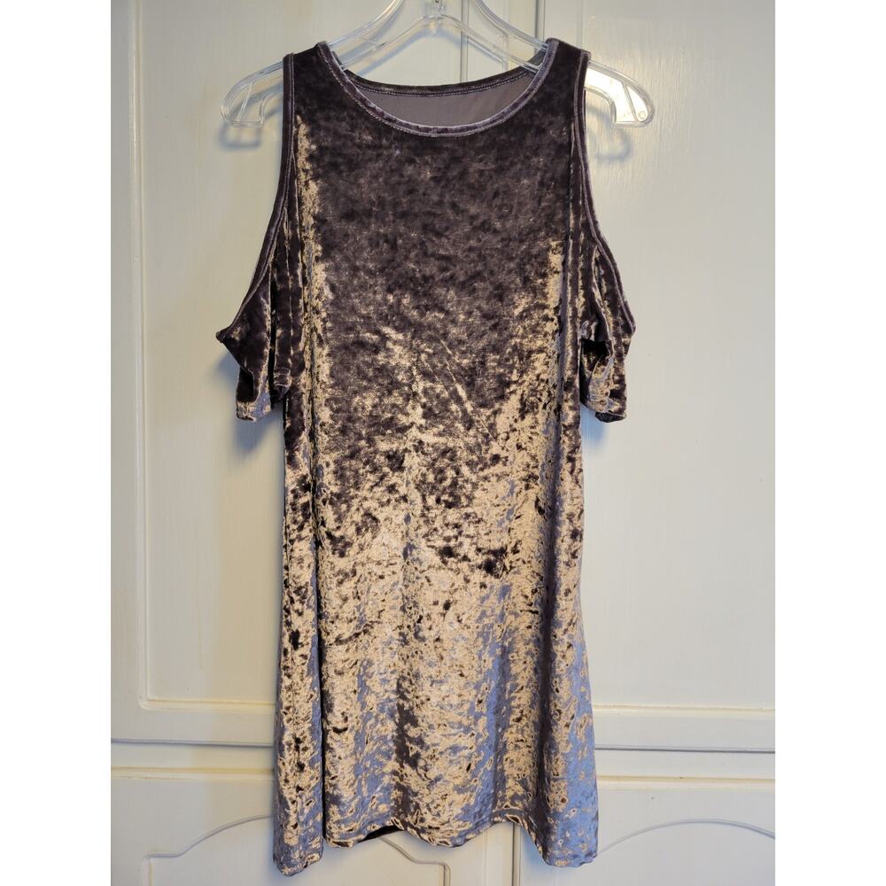 Crazy Train Crush Velvet Women's Sz L. Dress. Silver/Lavender Color, 90s (1023)